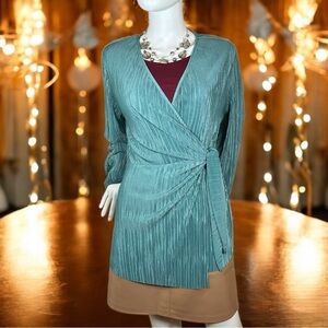 Zara Women's Teal Silky Wrap Top/Jacket in size medium